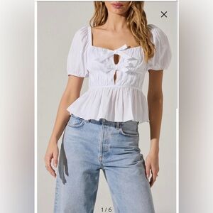 NWT ASTR the Label Smocked Peplum Shirt M